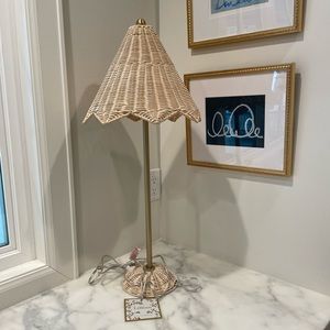Two rattan parasol lamps by Lillian August